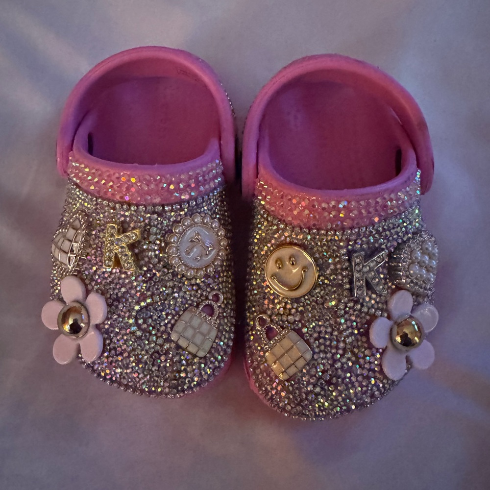 CROCS Kids Pink Glitter Slippers